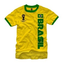 2014 Fifa World Cup Ringer Jersey Brasil Men&#39;s T-Shirt - Yellow - $14.99