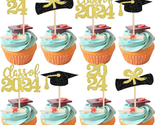 2024 Graduation Theme Cupcake Toppers Glitter 36 PCS Class of 2024 Gradu... - $17.71