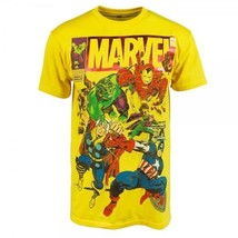 NEW MARVEL AVENGERS CAPTAIN AMERICA THOR IRON MAN HULK YELLOW T-SHIRT SI... - £7.92 GBP