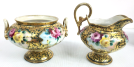 Vintage Hand Painted Sugar &amp; Creamer Made In Japan  - £7.98 GBP