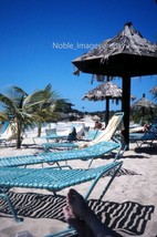 1975 Saint Martin Turquoise Beach Chairs Caribbean Kodachrome 35mm Slide - $3.47