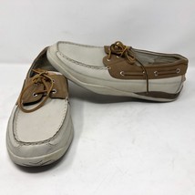 Propet Mens Marine Loafer White Brown Boat Shoes Sz 14 Slip On Casual Wa... - $47.51