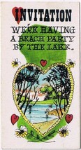 Vintage Sarcastic Valentine Card T.C.G. 1950s Invitation Beach Party By The Lake - £2.31 GBP