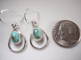 Turquoise Oval in Hoop 925 Sterling Silver Dangle Earrings - £8.65 GBP