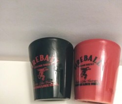 2 Fireball Whisky Souvenir Shot Glasses/ Red &amp; Black  - £14.28 GBP