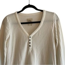 Chaser Womens Long Sleeve Waffle Thermal Tunic Sweater Top Size L Color Ivory - £30.22 GBP