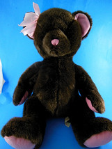 Vintage RUSS Plush Teddy Bear Pink Feet Sable Brown fur 17&quot; PRETTY - $19.79