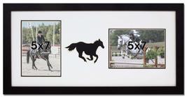 Equestrian Horse Photo Frame Black Horse Holds Two 5x7 Photos Wall Hanging - $36.50