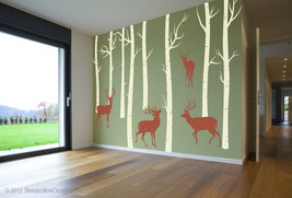 Woodland Scene with Birch Trees and Deer - £74.91 GBP