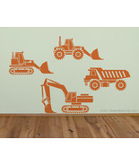 Kids Big Rig Construction Vehicles Set Vinyl Wall Art Decor - £21.19 GBP