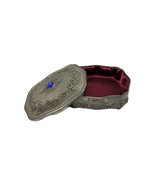 Vintage Ornate Flowers Silver Trinket Jewelry Box w Blue Stone Casket Re... - $925.78 MXN