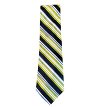 Stafford Mens Tie 100% Silk Green White Diagonal Stripe Wide Classic USA... - $11.99