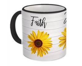 Sunflower Faith : Gift Mug Cute Christian Inspiring Typography Flower - £12.70 GBP