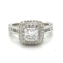 1 1/4 ct Diamond Engagement Ring REAL Solid 14 k White Gold 5.4 g Size 6.5 - £3,340.13 GBP