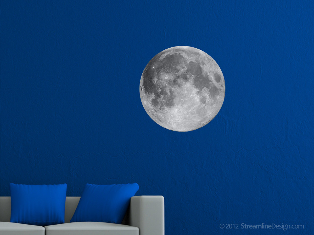 Large Moon Print - High Resolution Image on Adhesive Reusable Fabric - $38.95