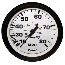 Faria Euro White 4&quot; Speedometer - 80MPH (Pitot) [32910] - £46.50 GBP