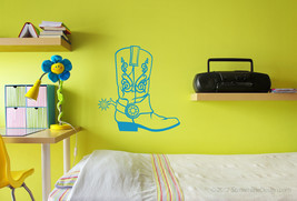 Western Cowboy Boot Vinyl Wall Art Decor - £15.69 GBP