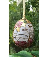 Vtg Love Birds Enamel Cloisonne Egg Ornament Pnk Florals Grn Aqua Leaves... - $559.57 MXN