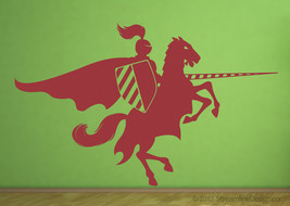 Jousting knight on horseback wall vinyl graphic art - $14.95