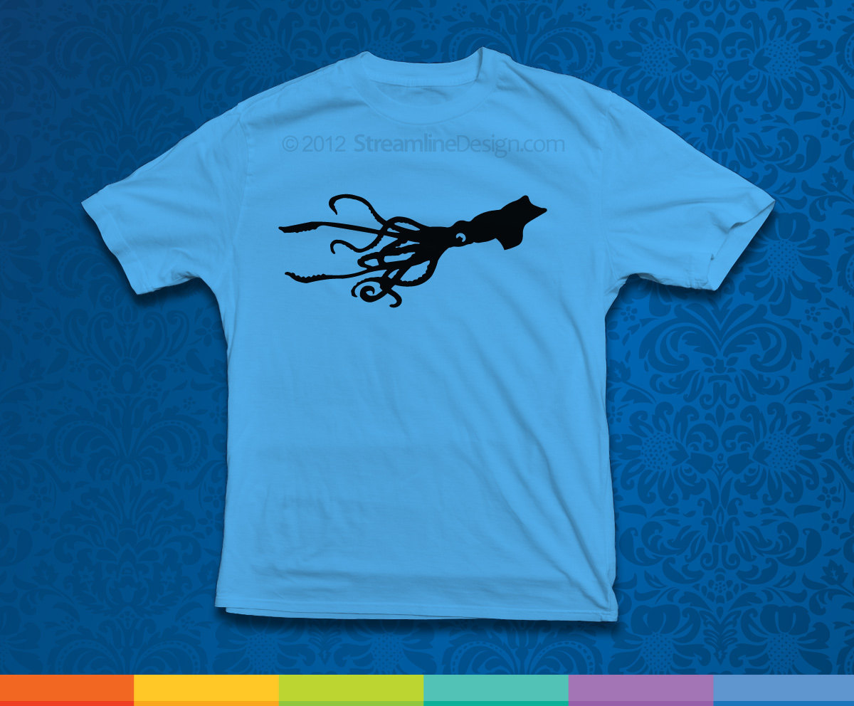 Giant Squid Blue T-shirt - Available in Adult Sizes - $11.95