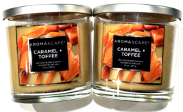 2 Pack Aromascape Caramel Toffee Soy Wax Blend Candle Chesapeake Bay 14 Oz. - £33.04 GBP
