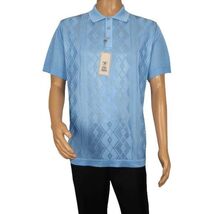 Mens Polo Shirt Slinky Sheer Short Sleeves Soft Touch by Stacy Adams 57007 Blue image 3