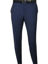 Men's MONO Turkey Slacks 100% Wool Plain Front Slim Fit 2502-04 Royal Blue image 2