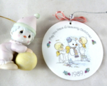 Precious Moments &quot;Clown&quot; with ball 12238/C + Porcelain disk w Snowman or... - $14.84