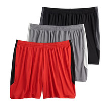 3-Pack, New, Men&#39;s Dry Tek Shorts 9&quot; - Red Black Gray White - Large Tall, LT - £23.62 GBP