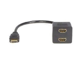 HDMI Y-Splitter Cable Adapter - 1 Male to 2 Females - One (1) ft. - Black - £12.01 GBP