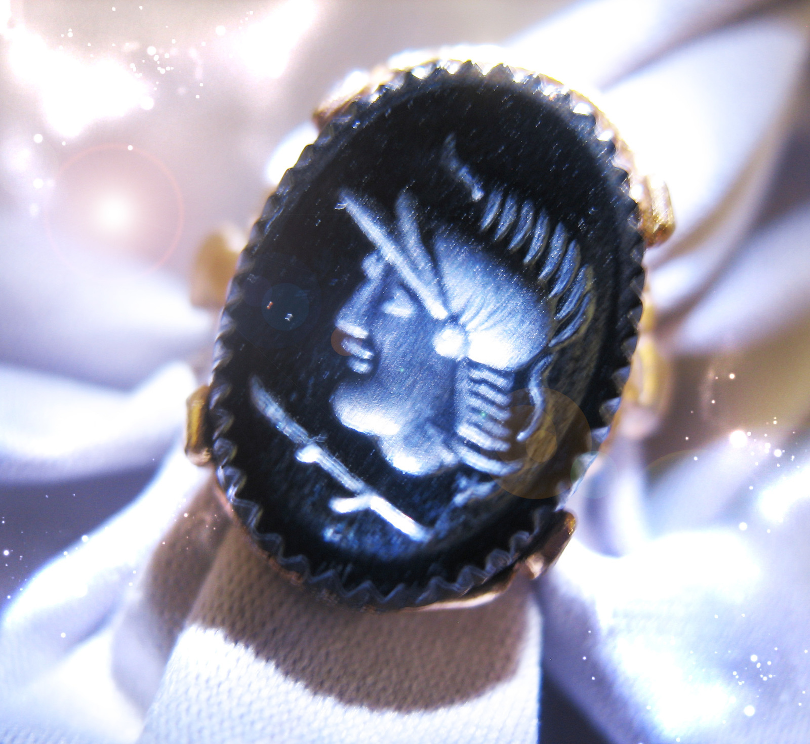 Knight haunted intaglio ring