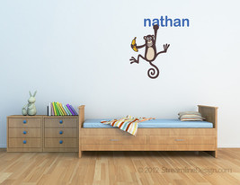 Monkey Hanging from a Personalized Name Vinyl Wall Art - £15.94 GBP