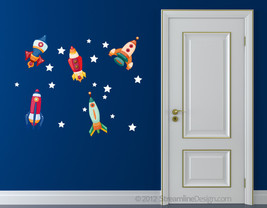 Reusable Wall Fabric Five Rocket set with Stars - Set One - $22.95