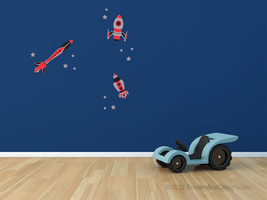Red Rockets with Stars Vinyl Wall Art - $19.95