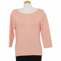 EILEEN FISHER Flamingo Pink Marnie Cotton Blend Shaped Sweater Top L - £70.76 GBP