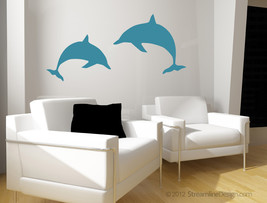 Pair of Dolphins Vinyl Wall Art - £11.71 GBP