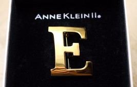 Anne Klein II Initial E Gold Tone Brooch Pin Original Box - £7.75 GBP