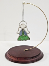 Vintage Stained Glass Angel Ornament Silver Clear 2.5&quot; Personalized for ... - $7.70