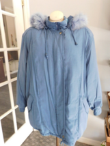 JG HOOK Vintage Real Down Shearling Hooded Parka Zippered Puffer Coat Sz... - $59.95