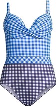 Draper James X Lands End One Piece Swimsuit Size: 12 New Ship Free Blue Gingham - £94.11 GBP
