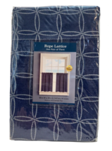 Colordrift Tier Pair 58" x 36" Blue White Nautical Rope Lattice Cotton B... - $23.76