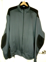 Port Authority Colorblock Black &amp; Grey Jacket fleece backed hidden pocke... - $24.74