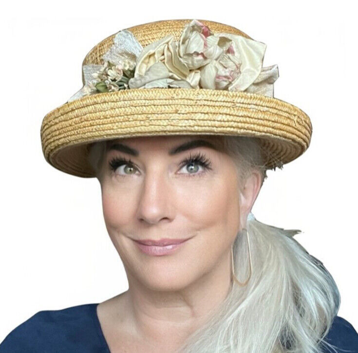 Vintage Toucan Collection Straw Hat Cottagecore Flowers 1930s10-20s look... - $65.08
