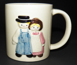 OTAGIRI Farmer Couple Mug Coffee Cup Glass People Amish Man Woman - £19.69 GBP