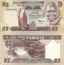 Zambia P25d, 5 Kwacha, fish eagle / Kariba dam $5 CV look at UV image 19... - £1.14 GBP