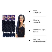Pre-Stretched Braiding Hair Extensions T1B/Blue  2Bundle 48Inches Each 3Packs - £18.26 GBP