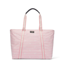 Victoria&#39;s Secret Pink &amp; White Striped Tote Bag Oversized Weekender Beac... - $707.07 MXN