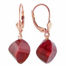 Galaxy Gold GG 14k Rose Gold Leverback Earrings Twisted Briolette Rubies - £430.88 GBP+