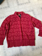 WOOLRICH Women’s XL Red Snowflake Knitted Henley Cotton Blend Sweater - £36.53 GBP