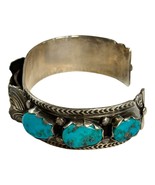 Vintage Effie C Zuni Turquoise &amp; Sterling Silver Cuff Watch Band Bracele... - £216.61 GBP